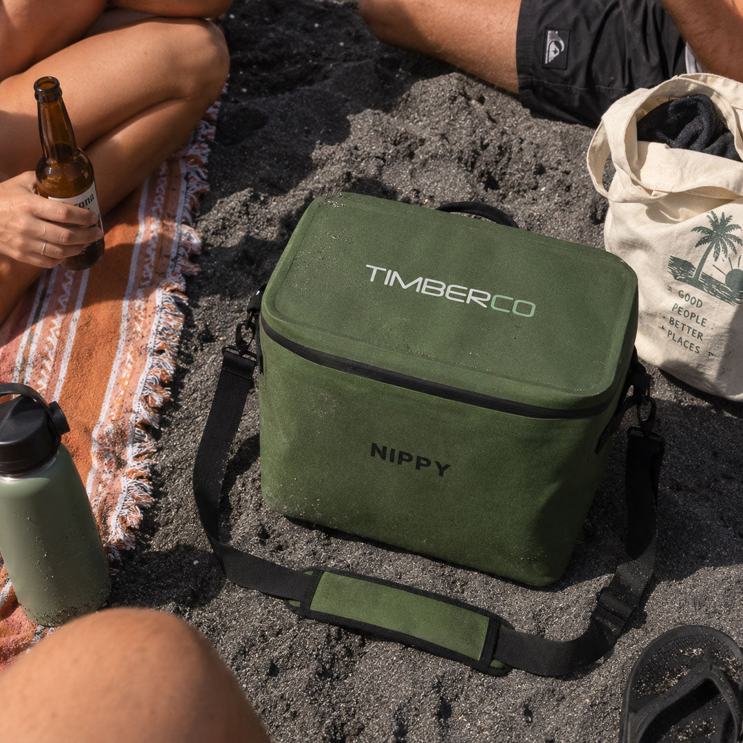 Green NIPPY cooler with custom logo for staff and client gifts
